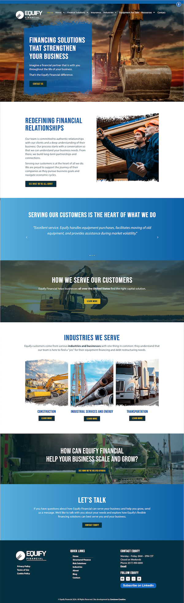 Equify Financial Home Page Design