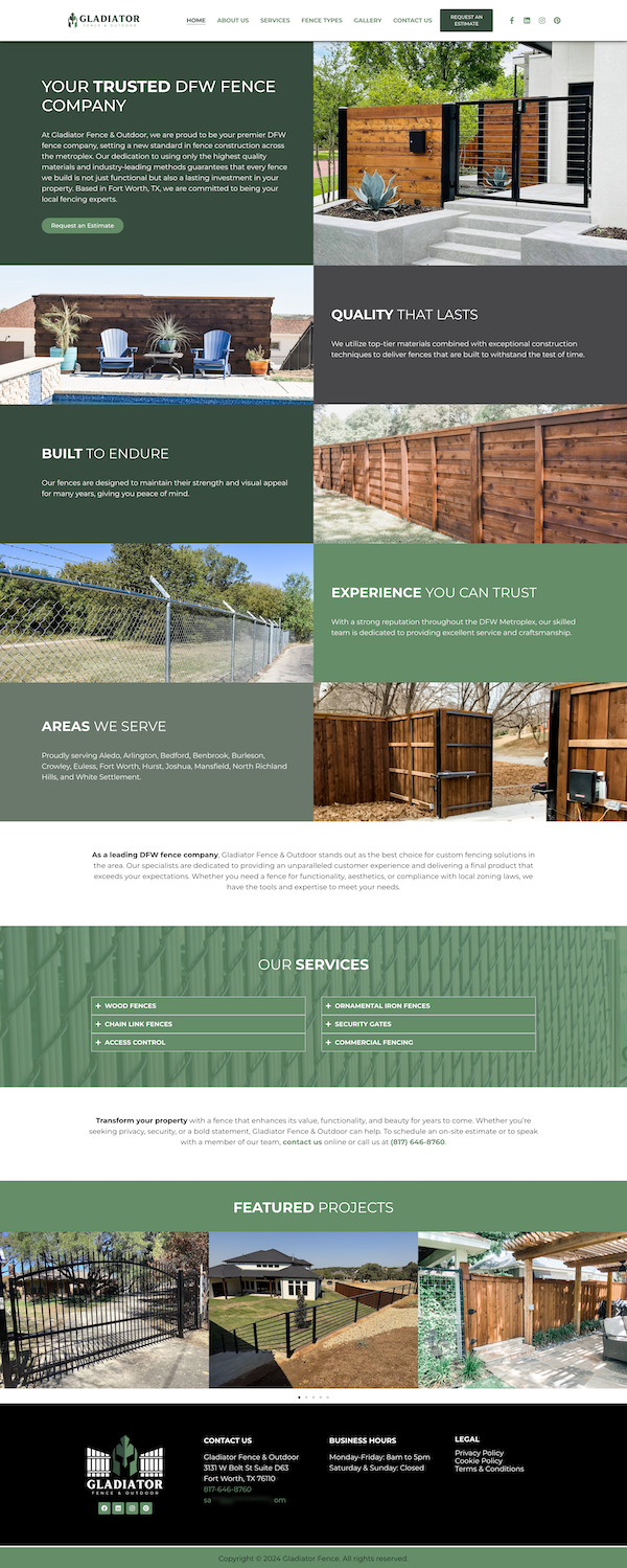 Gladiator Fence home page